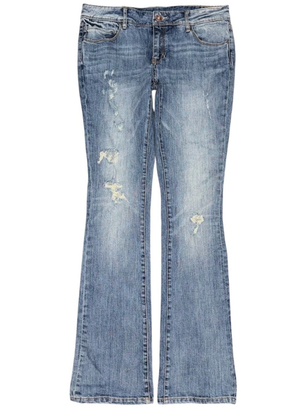 Quiksilver Low Rise Boot Leg Jeans Distressed Women’s 31 x 34.5 Faded Grunge y2k